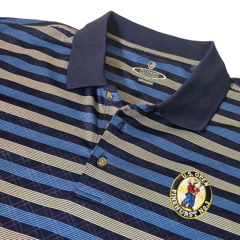 US Open Performance Polo Shirt Mens XL Putterboy Striped 2014 Pinehurst